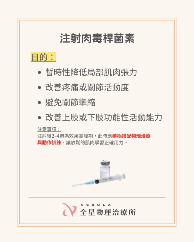 注射肉毒桿菌素降低張力